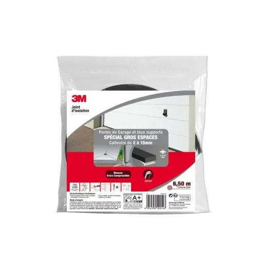 Promotion Joint Porte De Garage Universel Mousse Gros Espaces 2 À 15 mm X 6.5m Gris – 3M