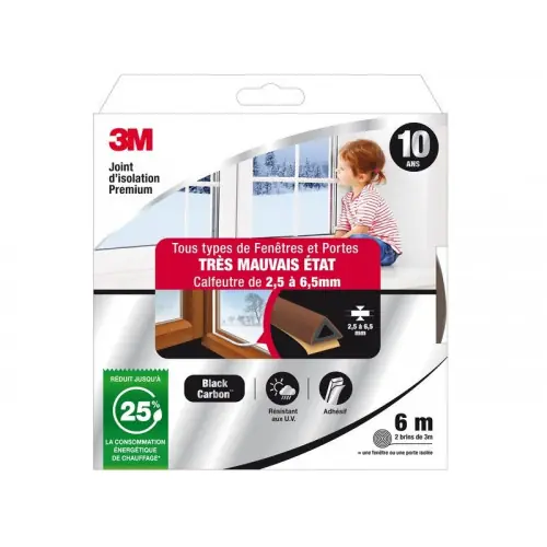 Joint Porte/Fenêtre Très Mauvais Etat Premium 2,5 À 6,5 mm X 6m Marron – 3M Réduction
