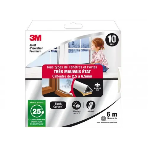 Joint Porte/Fenêtre Très Mauvais Etat Premium 2,5 À 6,5mm X 6m Blanc – 3M Satisfait Ou Remboursé