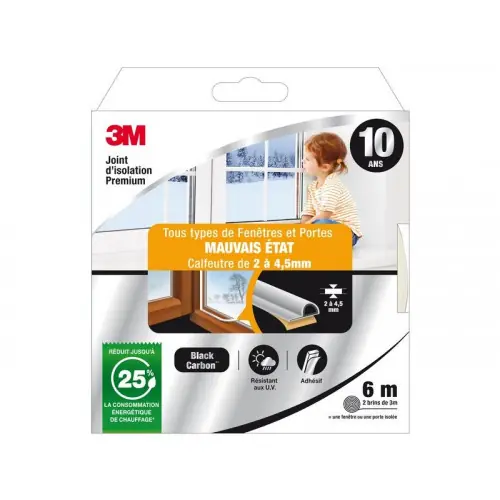 Commander Maintenant Joint Porte/Fenêtre Universel Mauvais Etat Premium 2 À 4,5mm X6m Blanc – 3M