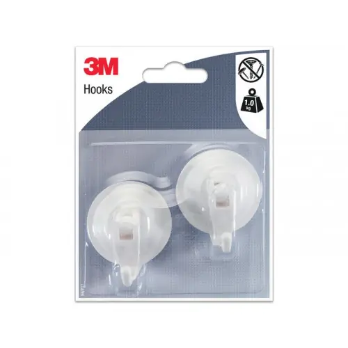 Authentique Lot De 2 Crochets À Ventouse, Gris – 3M