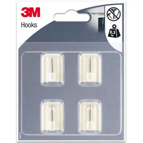 Lot de 4 crochets adhésif 3M, blanc – 3M Seulement Aujourd&rsquo;hui