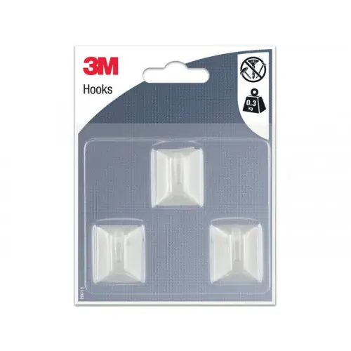 Prix Réduit Petit Crochet Adhésif Rectangle Blanc™ 3 Crochets - 3M