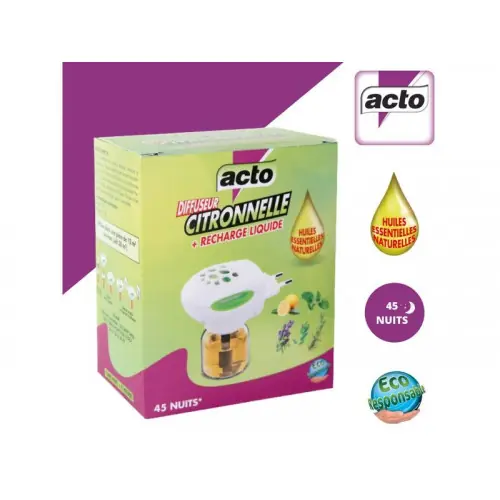 Diffuseur électrique avec recharge liquide citronnelle, ACTO – ACTO Haute Qualité