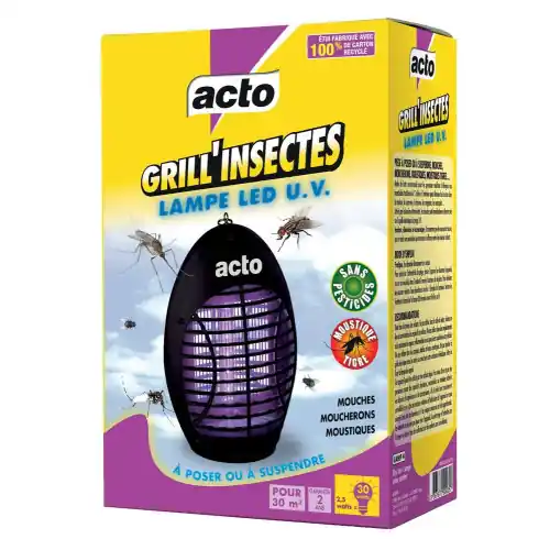 Satisfait Ou Remboursé Lampe led UV 12 led, basse consommation, GRILL‘INSECTES, 30 m² – ACTO