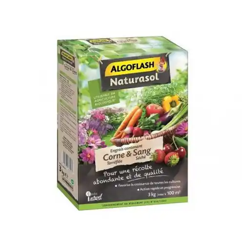 Expédition Rapide Engrais naturel potagers ALGOFLASH NATURASOL 3 kg 60 m² - Algoflash