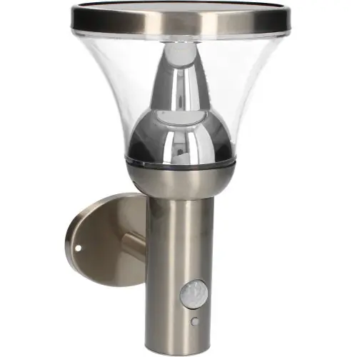 Certifié Applique Solaire BASTIDE 6W 600lm Detecteur de Mouvement – Inox – Arlux Lighting