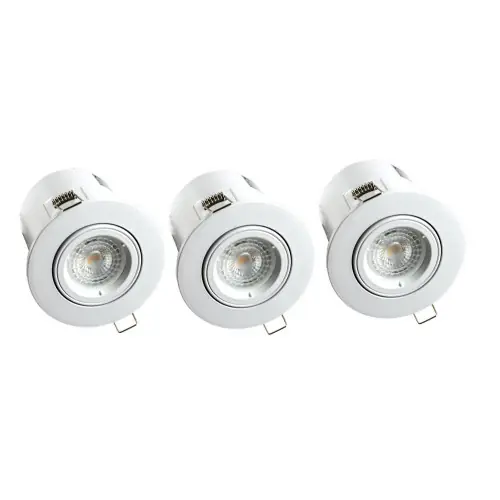 Nouveauté Lot 3 Spots Encastres Blancs Orientables BIRDY, BBC, GU10, 5W, 3000K, 380lm – Arlux Lighting
