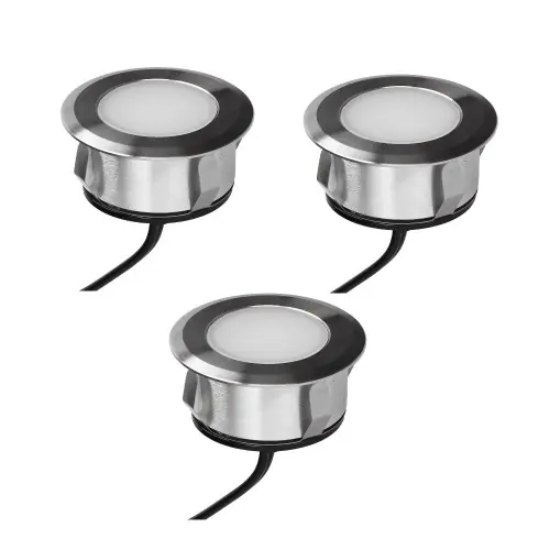 Must-Have Lot 3 spots extérieur encastrables 3.8W, 3000K, 3x25lm, Ø69, Inox - PATIO - Arlux Lighting