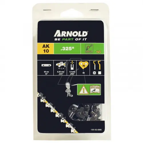 Chaîne de tronçonneuse 325&Prime;/1,5 mm – 66 maillons d’entraîneurs – gouges demi-rondes – Arnold Offre Limitée
