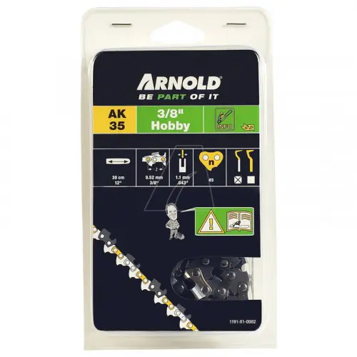 Meilleure Vente Chaîne de tronçonneuse 3/8&Prime;, 1,1 mm – 45 maillons d’entraineurs – gouges demi-rondes – Arnold