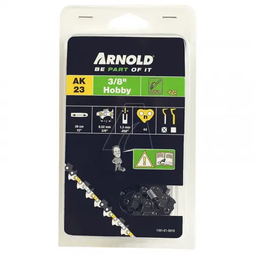 Offre Spéciale Chaîne de tronçonneuse 3/8", 1,3 mm - 44 maillons d’entraineurs - gouges demi-rondes - Arnold