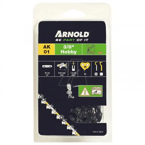 Vente Directe Chaîne de tronçonneuse 3/8", 1,3 mm - 52 maillons d’entraîneurs - gouges demi-rondes - Arnold