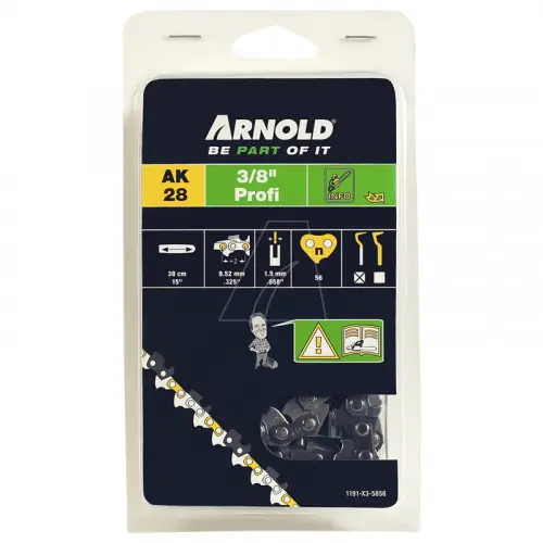 Acheter En Ligne Chaîne de tronçonneuse 3/8&Prime;, 1,5 mm – 56 maillons d’entraineurs – gouges demi-rondes – Arnold