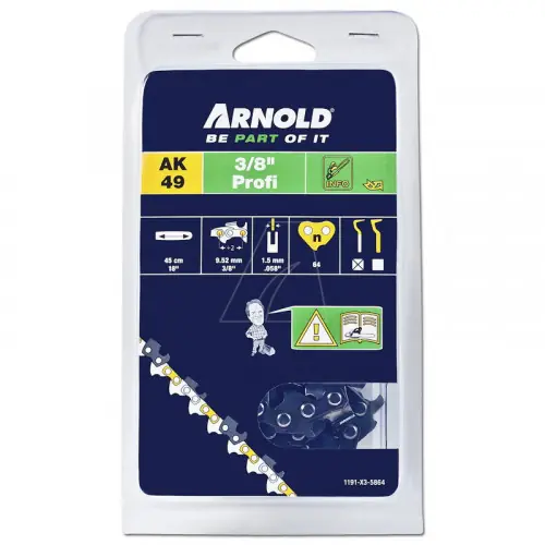 Chaîne de tronçonneuse 3/8", 1,5 mm, 64 maillons d’antirebond - gouges demi-rondes - Arnold Acheter Direct