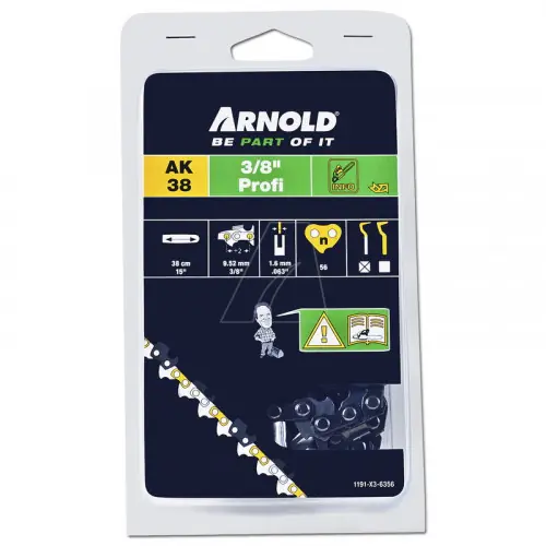 Chaîne de tronçonneuse 3/8", 1,6 mm, 56 maillons d’entraîneurs - gouges demi-rondes - Arnold Prix Cassé