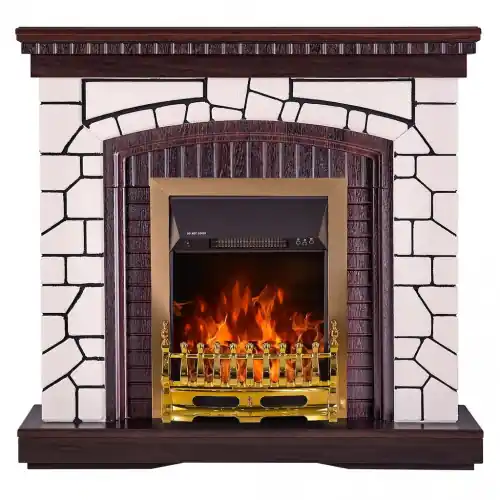 Cheminée électrique - Natali & Galileo Gold - 2000W - Télécommande - Design classique - ArtFlame Affaire À Saisir