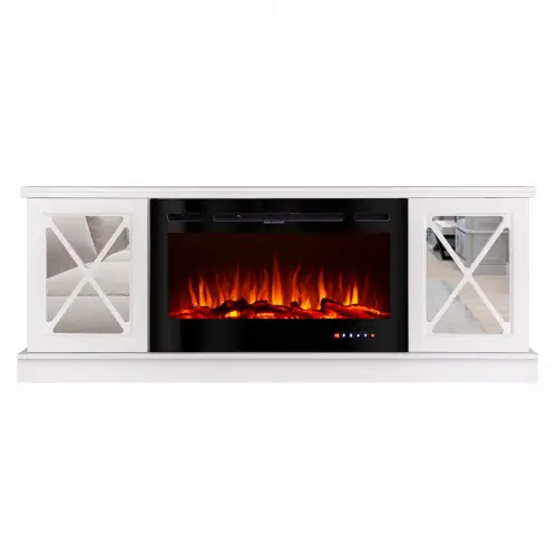 Cheminée électrique – Sorrento & Adeli – 1500W – blanc miroir – ArtFlame Pas Cher