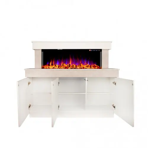 Cheminée électrique - Stefania & Dalas - 1500W - Blanc - ArtFlame Meilleur Choix