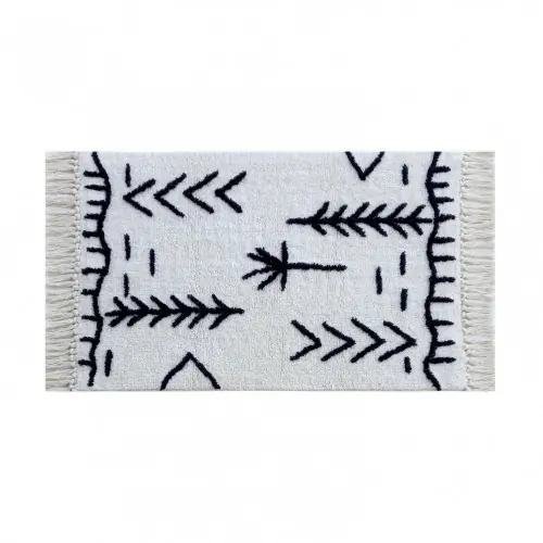 Tapis de bain l.50 x L.80 cm blanc/noir, Beni AZAO – AZAO Must-Have