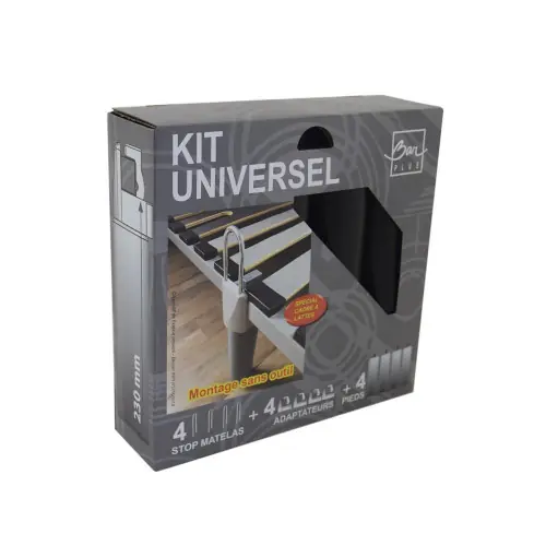 Lot de 4 pieds de lit universels bois noir à fixer sur cadre Bar Plus, ?6 x H.20 - BAR PLUS Quantité Limitée