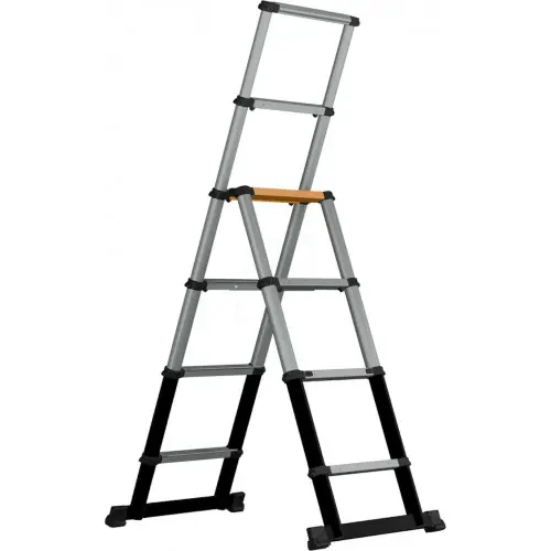 Escabeau télescopique aluminium - 2,35 m 8 marches - pliable compact - Batavia Prix Réduit