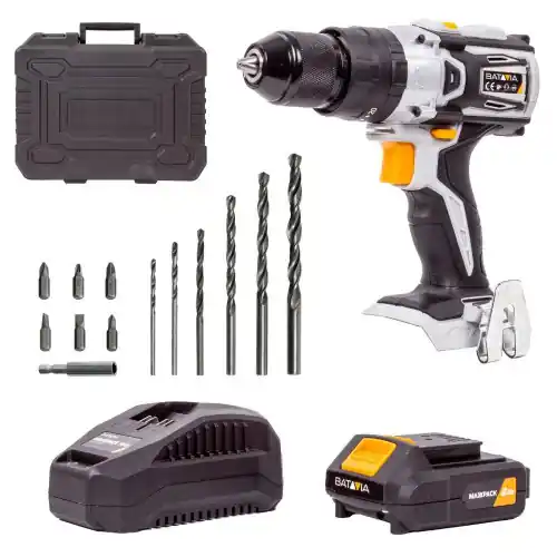 Top Vente Perceuse à percussion sans fil 18V brushless – Maxxpack – avec batterie 2.0Ah et chargeur – Batavia
