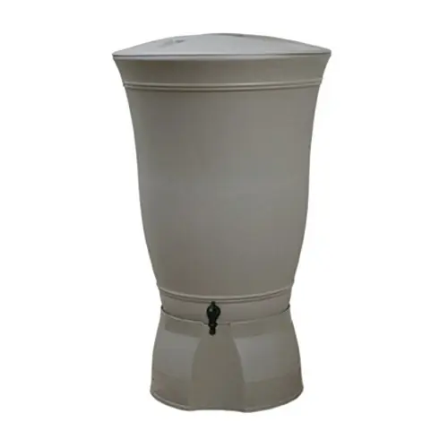 Remise Récuperateur à eau Floral 300L taupe – couvercle, robinet, kit chéneau et socle – Belli