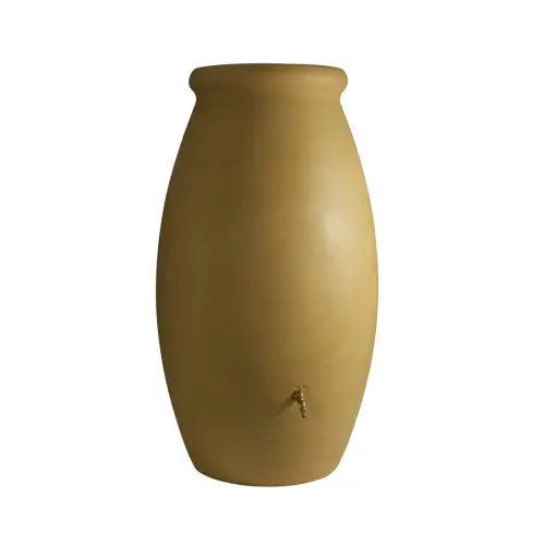 Marque Récupérateur à eau Jarre 1000L beige – couvercle robinet laiton et kit chéneau – Belli