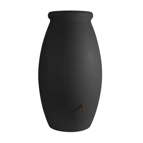 Meilleur Choix Récupérateur à eau Jarre 500L anthracite – couvercle robinet laiton et kit chéneau – Belli