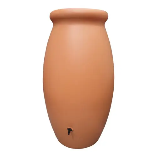 Top Vente Récupérateur à eau Jarre Toscan 1000L terre cuite – couvercle, robinet et kit chéneau – Belli