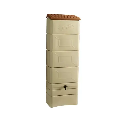 Récupérateur à eau mural 300L beige – couvercle, robinet, fixation et kit chéneau – Belli Réduction
