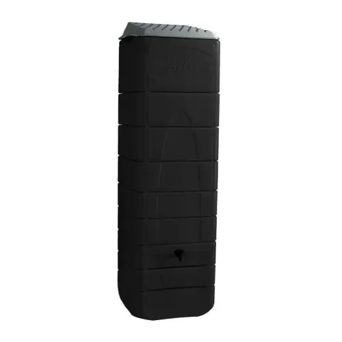 Récupérateur à eau mural 650L anthracite – couvercle, robinet, fixation et kit chéneau – Belli Promotion Saisonnière
