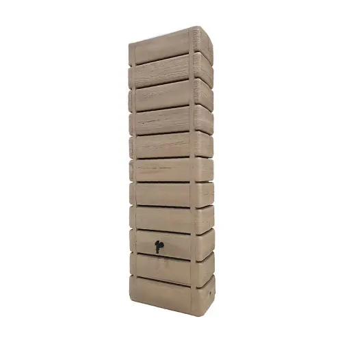 Achat Immédiat Récupérateur à eau mural Wood 300L bois clair – couvercle, robinet, kit chéneau – Belli