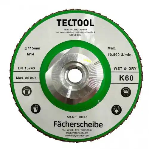 Disque à lamelles diamant hybride Ø115 mm - grain K60 - filetage M14 - BergTecTool Prix Choc