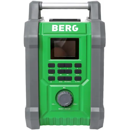 Radio de chantier Bluetooth DAB+ avec batterie Li-Ion – 2x15W – étanche IP54 – BergTecTool Super Prix