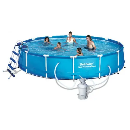 Jusqu'à Épuisement Des Stocks KIT Piscine ronde "Steel Frame" Ø457 x 91cm + filtre à sable - BESTWAY