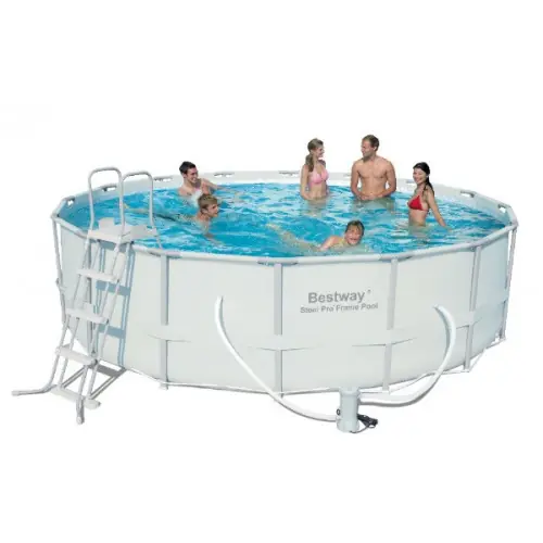 KIT Piscine ronde "Steel Frame" Ø 488 x 122 cm - BESTWAY Pas Cher