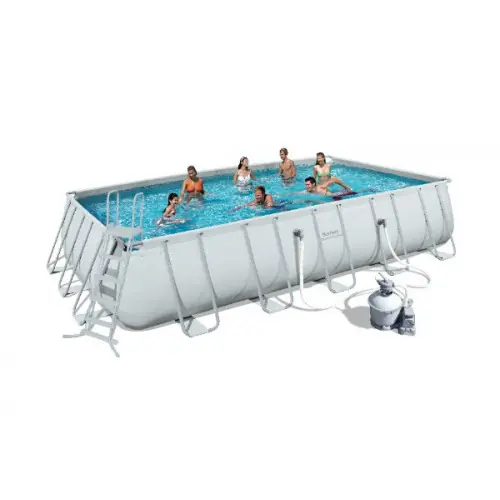 KIT Piscine "Steel Frame" 671 x 366 x 132cm + filtre à sable - BESTWAY Top Vente