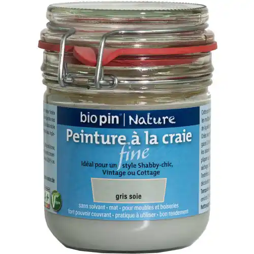 Achat Immédiat Peinture naturelle à la craie fine 0,325 L – Gris soie – Biopin Nature