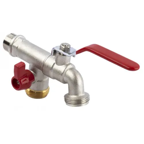 Nouvelle Collection Robinet 1/4 tour en laiton chromé - 2 sorties avec prise programmateur - BOUTTE