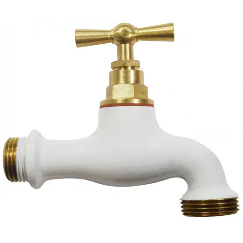 Robinet d’arrosage Boutté en laiton blanc - entrée mâle 15 x 21 et sortie mâle 20 x 27 - BOUTTE Prix Cassé