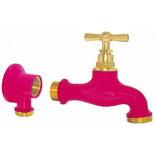 Expédié Aujourd'hui Robinet d’arrosage Boutté en laiton rose - entrée mâle 15 x 21 et sortie mâle 20 x 27 - BOUTTE