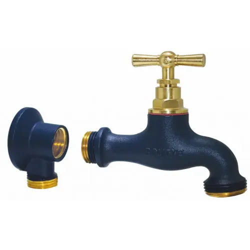 Robinet de jardin Boutté Saphir en laiton bleu - entrée M15 x 21 et nez M20 x 27 - BOUTTE Haute Qualité