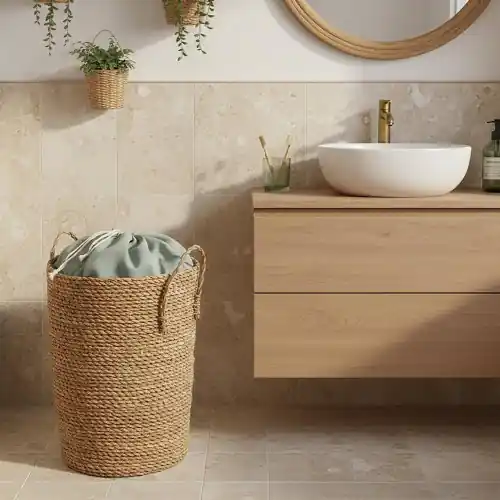 Panier à linge Folk l.40 x H.50 x P.40 cm – BOX & BEYOND Meilleur Choix