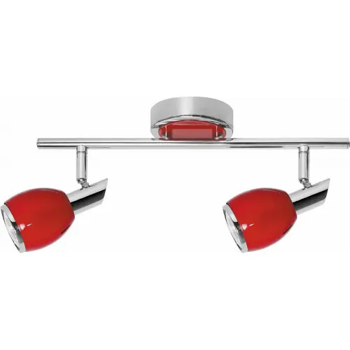 Plafonnier Colors, Rouge & Chrome, 2x GU10-Max.50W, IP20, 230V, Classe I - Britop Seulement Aujourd'hui