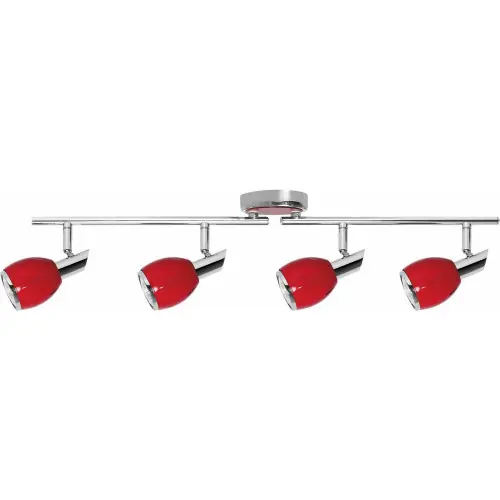 Nouvelle Collection Plafonnier Colors, Rouge & Chrome, 4x GU10-Max.50W, IP20, 230V, Classe I - Britop