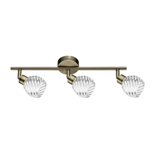 Expédition Rapide Plafonnier Laiton & Transparent Wave, 3x G9-28W, IP20, 230V, Classe I - Britop