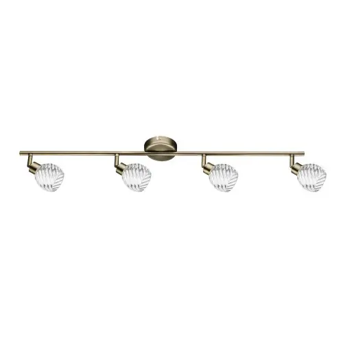 Plafonnier Laiton & Transparent Wave, 4x G9-28W, IP20, 230V, Classe I – Britop Expédié Aujourd&rsquo;hui