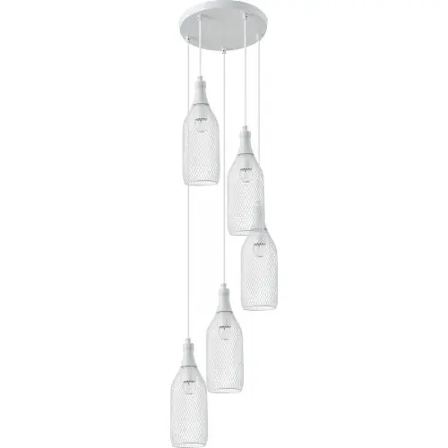 Quantité Limitée Suspension blanche Barla, 5x E27-Max.60W, IP20, 230V, Classe I – Britop